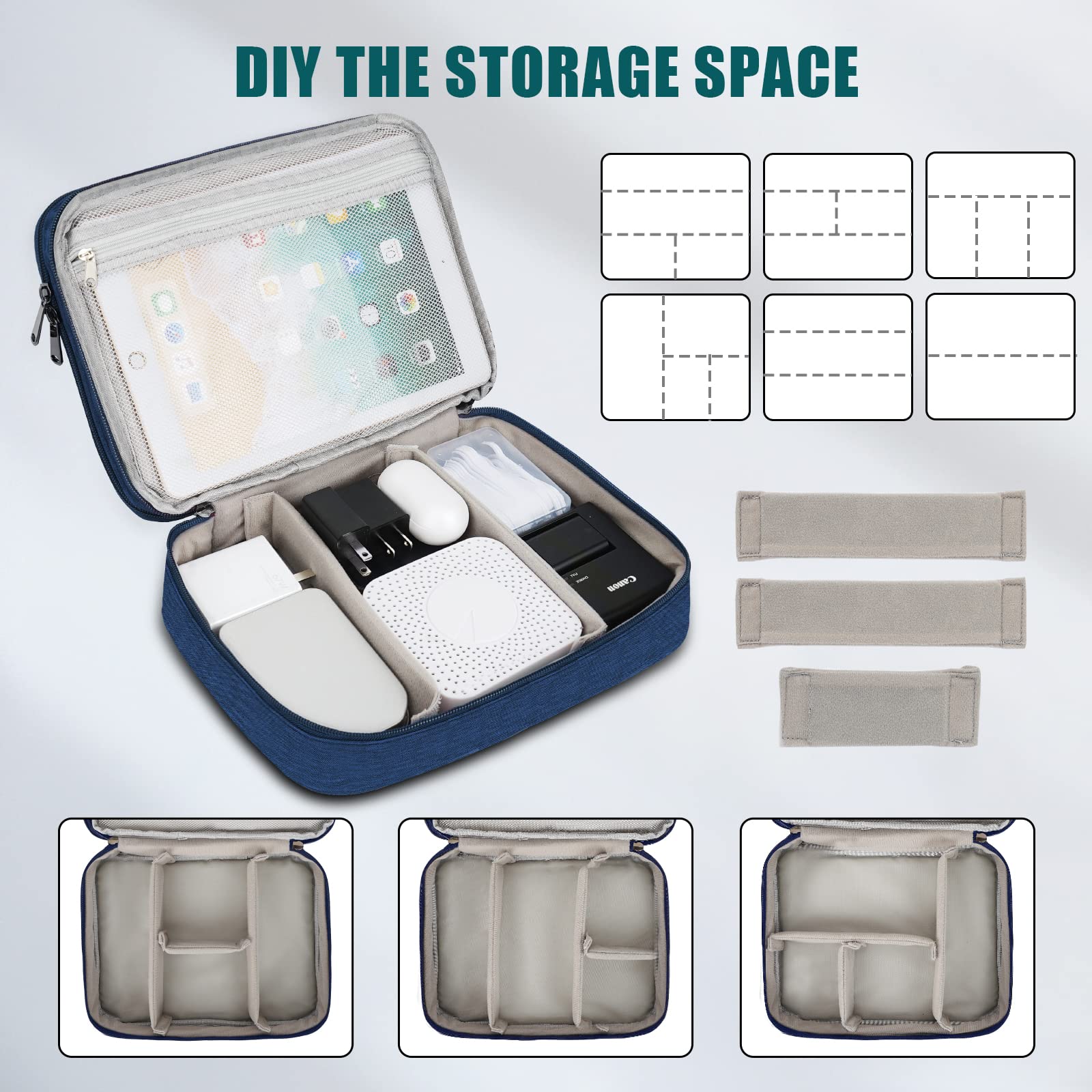 Borsa Accessori Elettronici, Elettronica Viaggio Borsa Custodia Cavi Organizzatore per Caricatore Portatile, Chiavetta USB, Auricolare, Scheda SD,Power Bank, Hard Disk, 1 CONFEZIONE