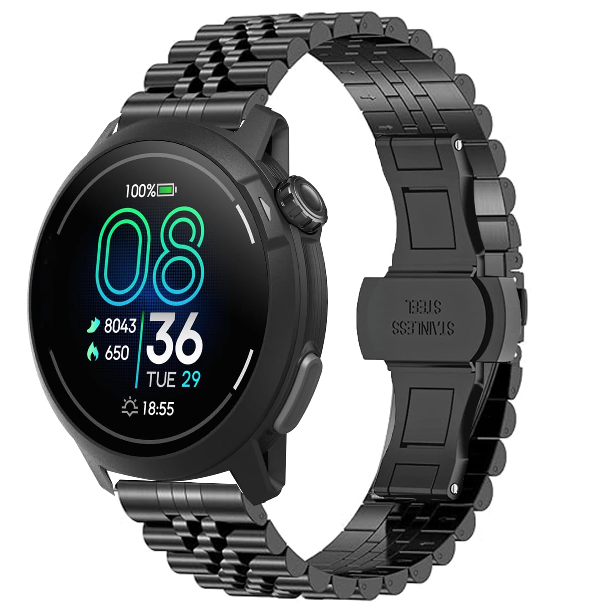 Bracelet Coros PACE Pro en acier rigide pour remplacer le silicone usé - 8