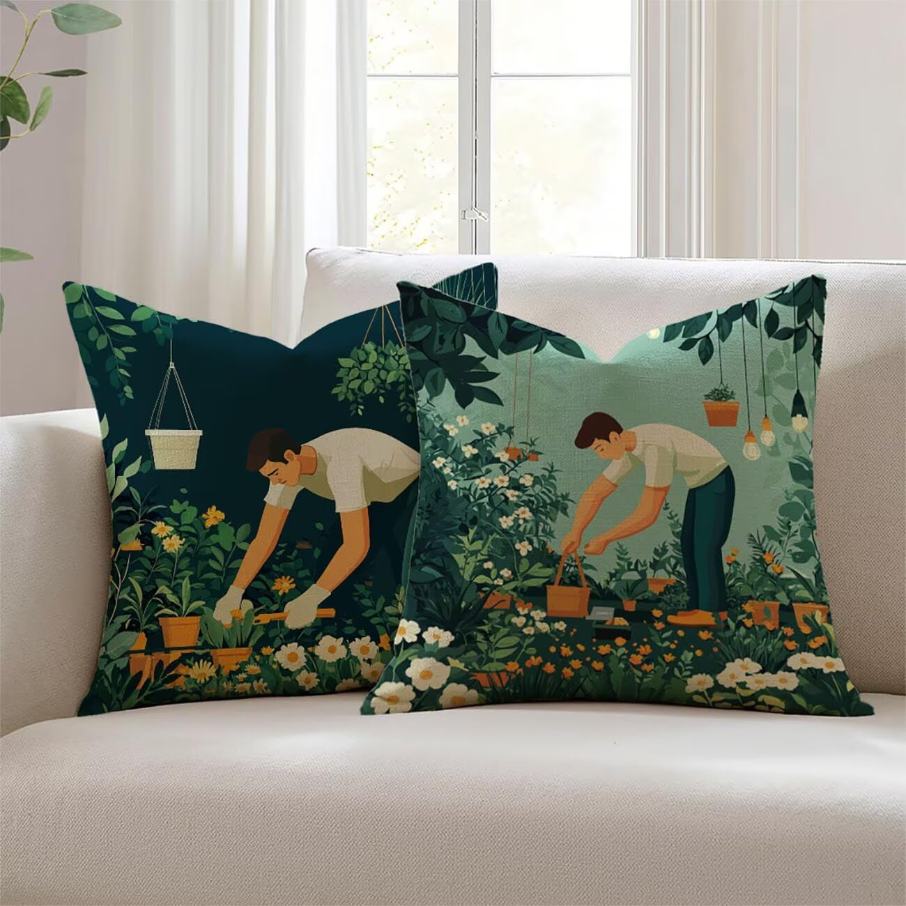Housses de coussin pour coussin canapé extérieur imperméable 22x22 fleur salon