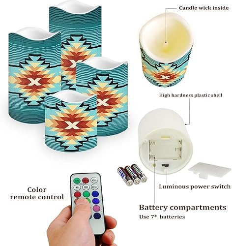 Miniatura 3 de Psesaysky Velas sin llama de nativos americanos del suroeste, funciona con pilas, luz nocturna, decoración del hogar con cambio de color remoto y
