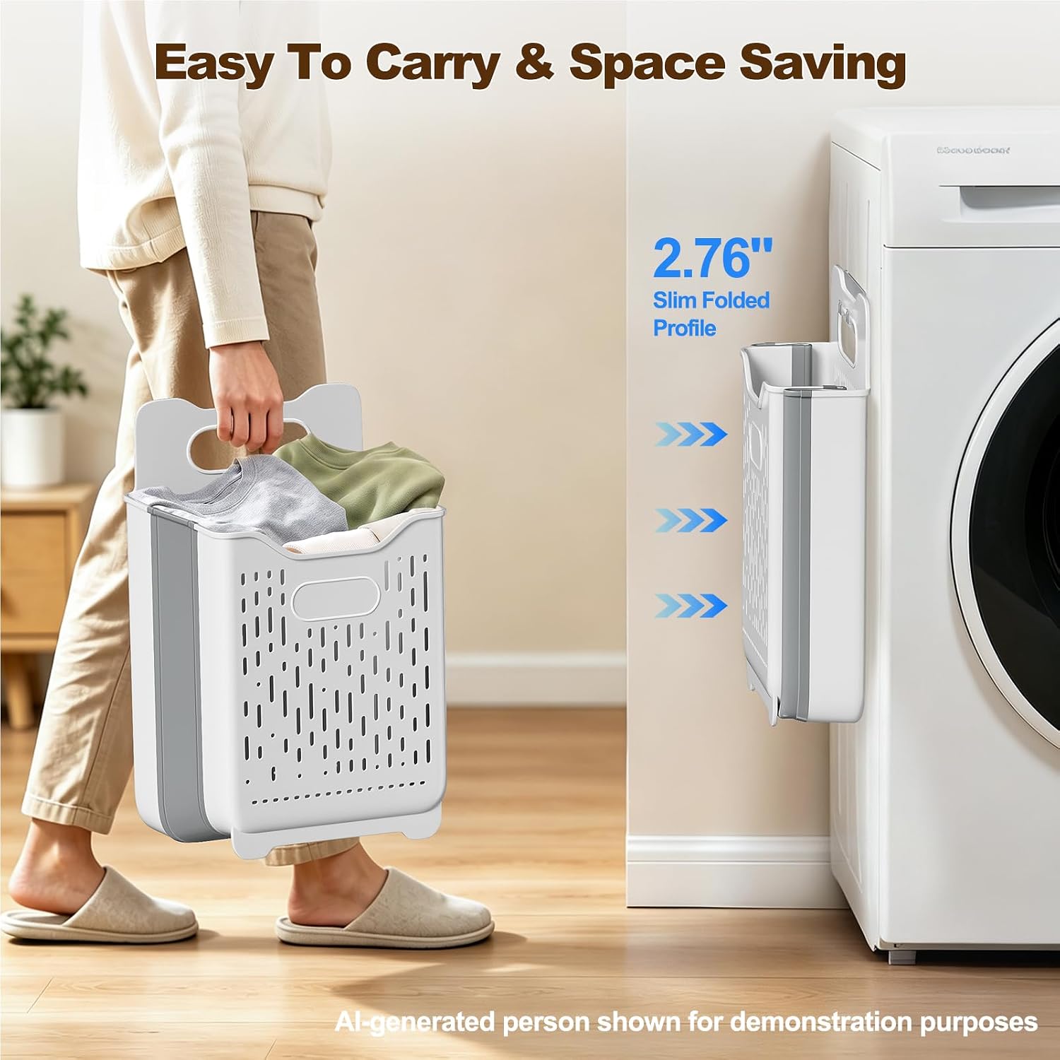 Spreezy Collapsible Laundry Basket Plastic,Small Laundry Hamper 18L(4.5Gal) image 4
