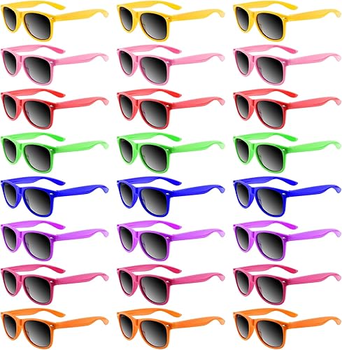 MIAHART Gafas de sol de fiesta para niños, a granel, colores neón, para verano, playa, piscina, fiesta, carnaval, premios de fiesta de cumpleaños