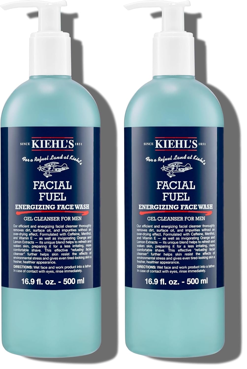 Kiehl's Facial Fuel Face Wash, Refreshing + Invigorating Men's Gel Cleanser, with Caffeine, Vitamin E and Menthol, Non-Drying Formula Moisturizes Skin, Great for Clogged Pores, for All Skin Types
