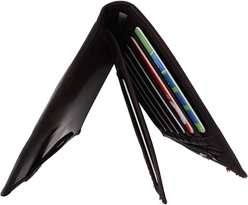 Miniatura 5 de Organizador de cuero genuino para chequera con tarjetero (marrón)