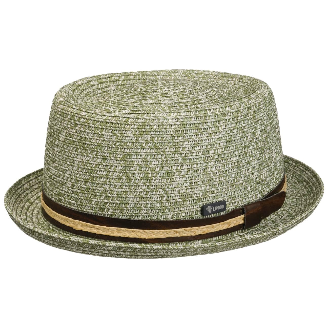 Lipodo Carignano Pork Pie Hat Made in Italy Melange Viscose Leather Trim Men Summer