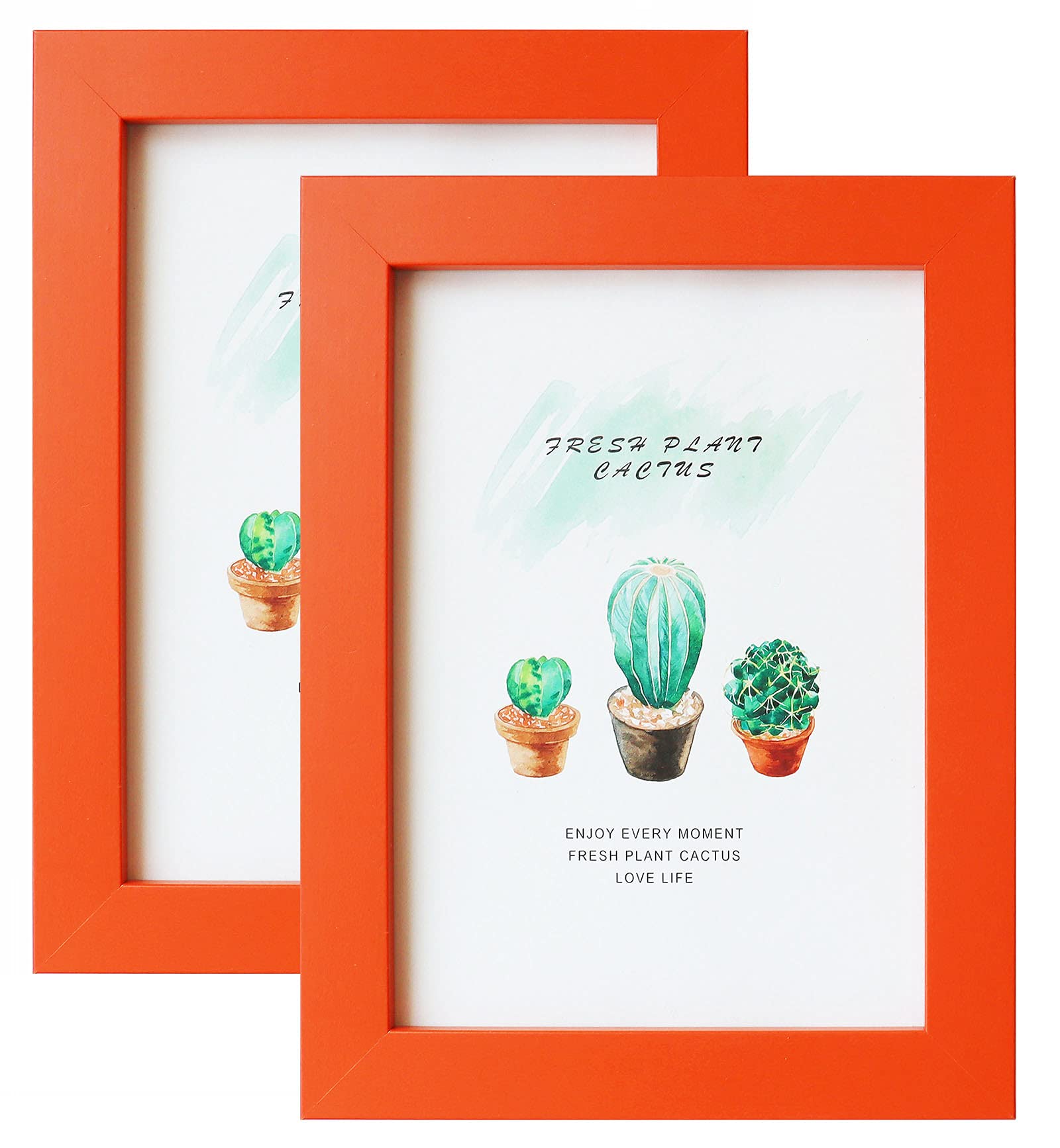 Mochose Orange Pack Mdf 5X7 Inch Picture Frame, Shatter-Resistant Plexiglass, Ready To Hang Or Stand, Perfect For Home & Office Size 2