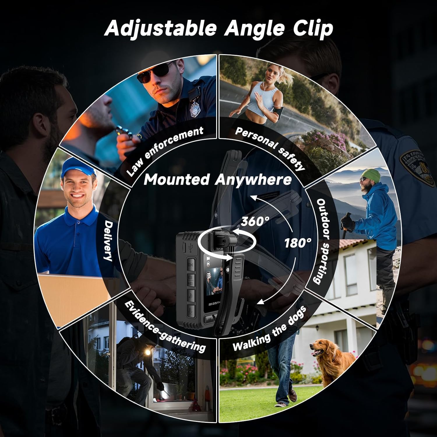 Body Camera with Audio and Video Recording - 1080 FHD Body Cam with IR Night Vision, 128GB Bodycam for Law Enforcement, Security Work, Outdoor Sport, Walking Dogs, Vlogging