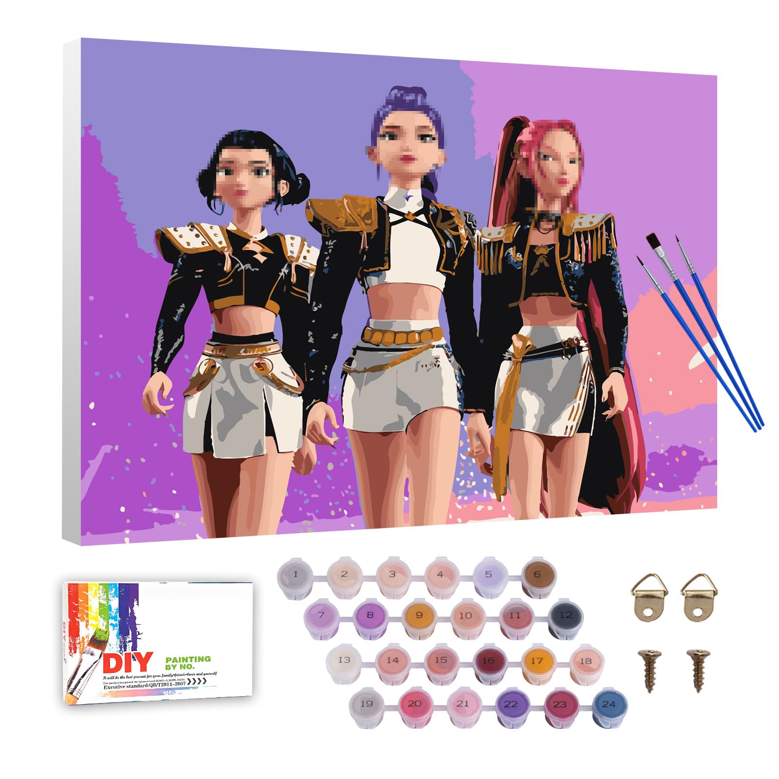 LAISU Korean Pop Painting by Numbers for Adults, Junior Beginners and Girls from 8 Years, 40 x 50 cm, Large Art Painting Craft Set with Canvas Brushes, Acrylic Paints, DIY Painting Kit for Home