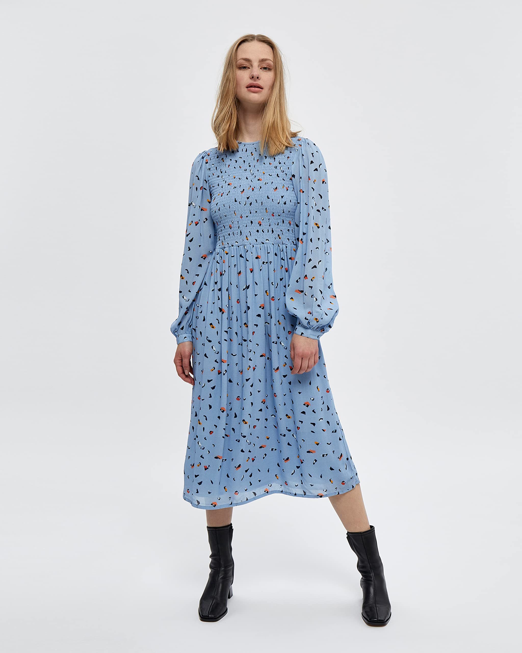 Minus Livina sukienka damska, 9367 Forever Blue Shape Print, 40