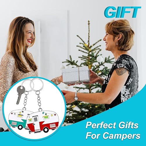 Miniatura 5 de TrustBlai Paquete de 2 llaveros para cámper, diseño de feliz casa rodante, regalo para parejas, regalos de campamento para hombres y mujeres