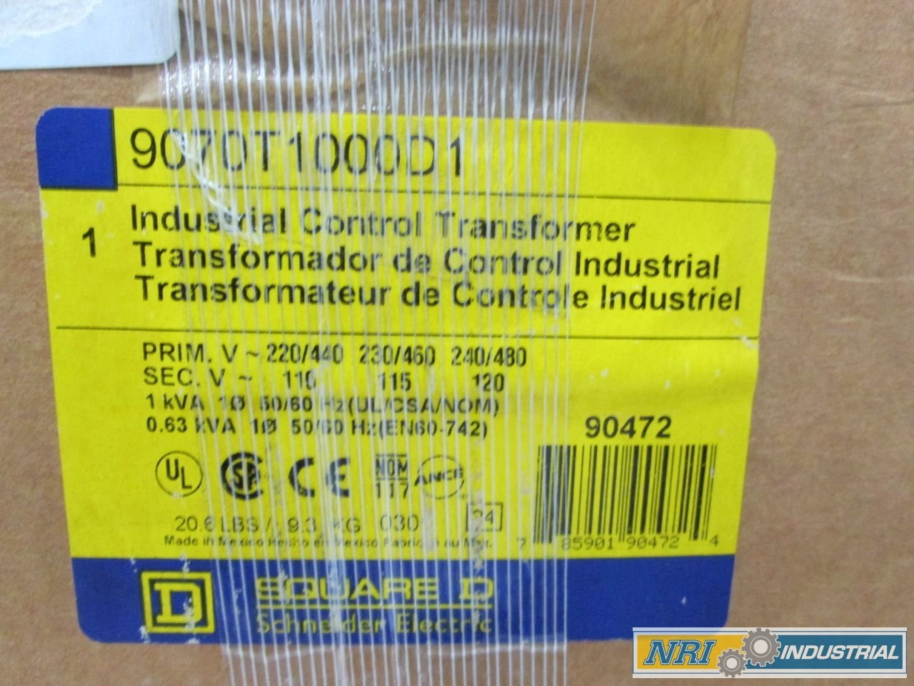 New SQUARE D 9070T1000D1 1KVA 1PH 240/480V 110/115/120V Transformer D327383