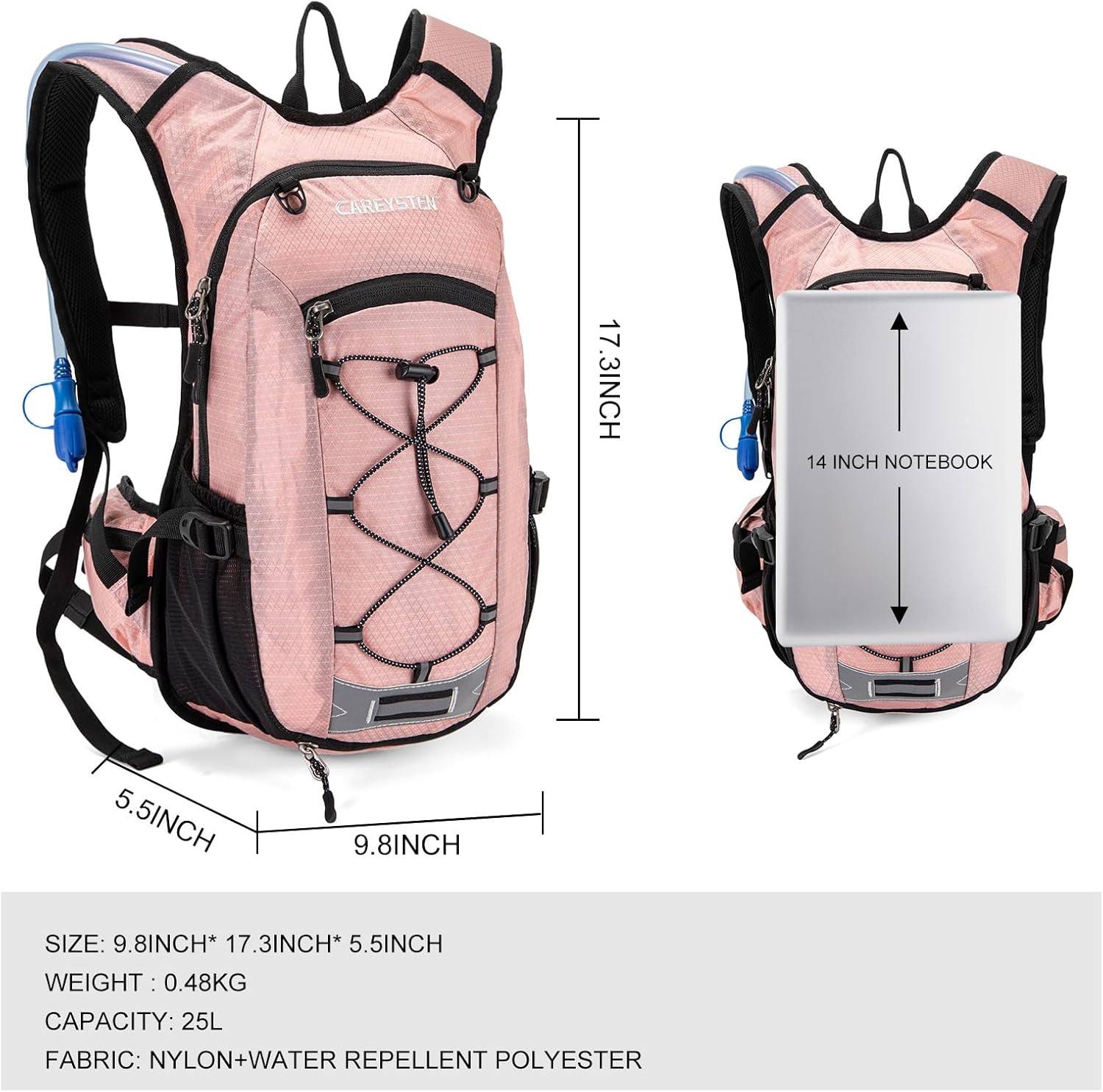 Hydration Backpack Cycling Backpack Women Running Backpack Water Backpack for Hiking Biking Backpack for Men Equipped with 2L Water Bag