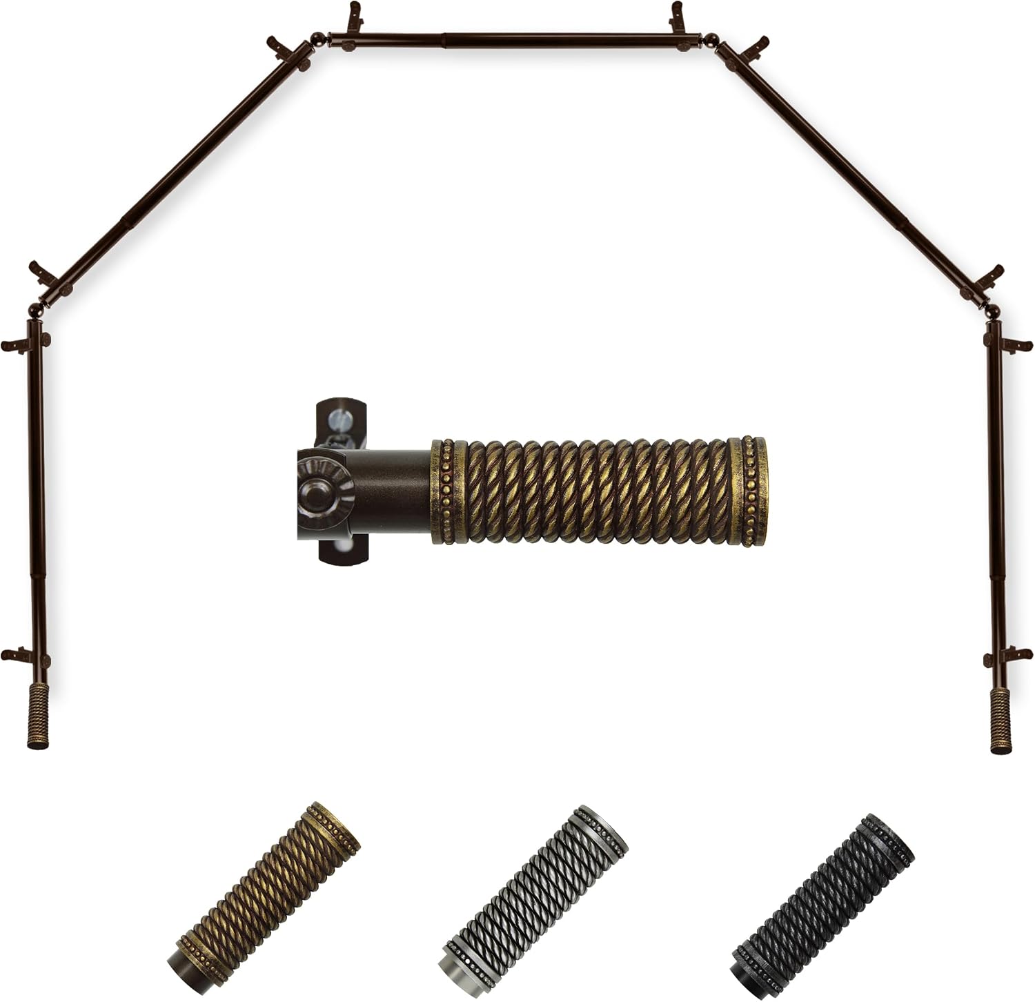 Woven 13/16" 5-Sided Bay Window Curtain Rod 28-48" (Each Side) - Cocoa