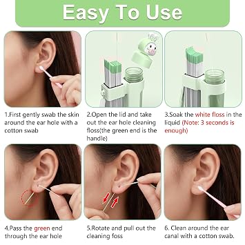 Ear Hole Cleaner Floss Kit, 240 Pcs & 50 Swabs