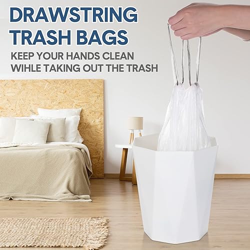 Miniatura 6 de Bolsas de basura pequeñas de 4 galones, 480 unidades, con cordón a granel, bolsas de basura pequeñas de plástico de 15 litros para baño, baño,