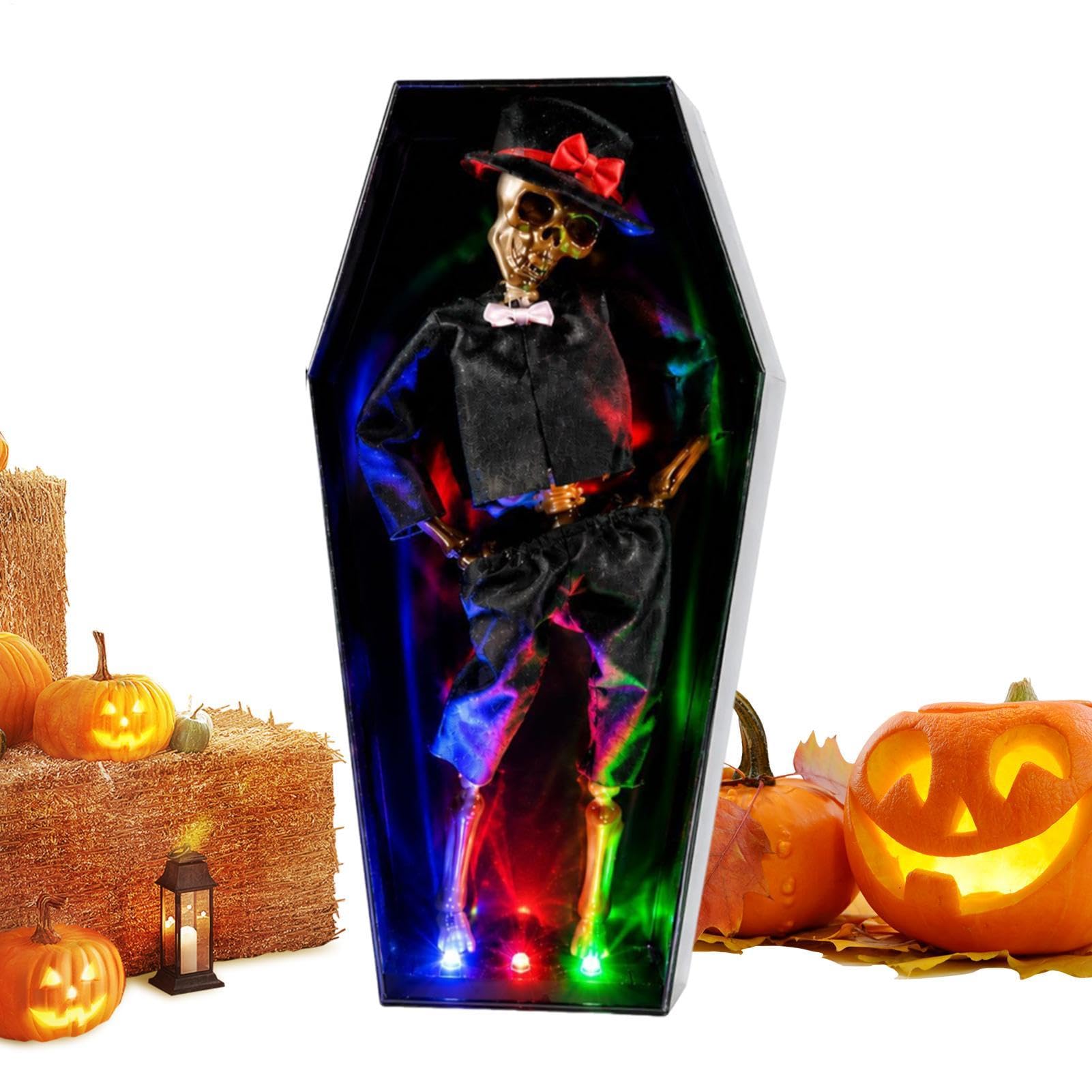 Ataúd Con Esqueleto De Halloween Musical Horripilante Con Luces