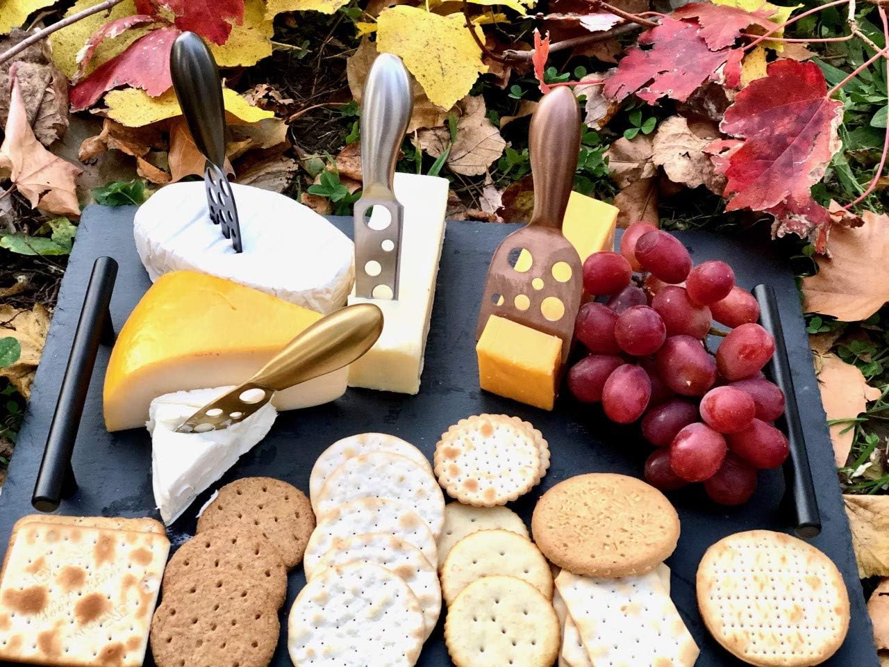 HayatunNYC Cheese Knife Set Stainless Still Four Color Knives for All Cheese Types With Stylish Box for All Household Occasions