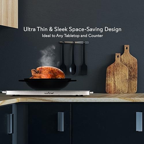 Miniatura 5 de NutriChef AZPKWTR15 - Placa caliente de acero inoxidable para mantener los alimentos calientes con bandeja eléctrica portátil para alimentos con