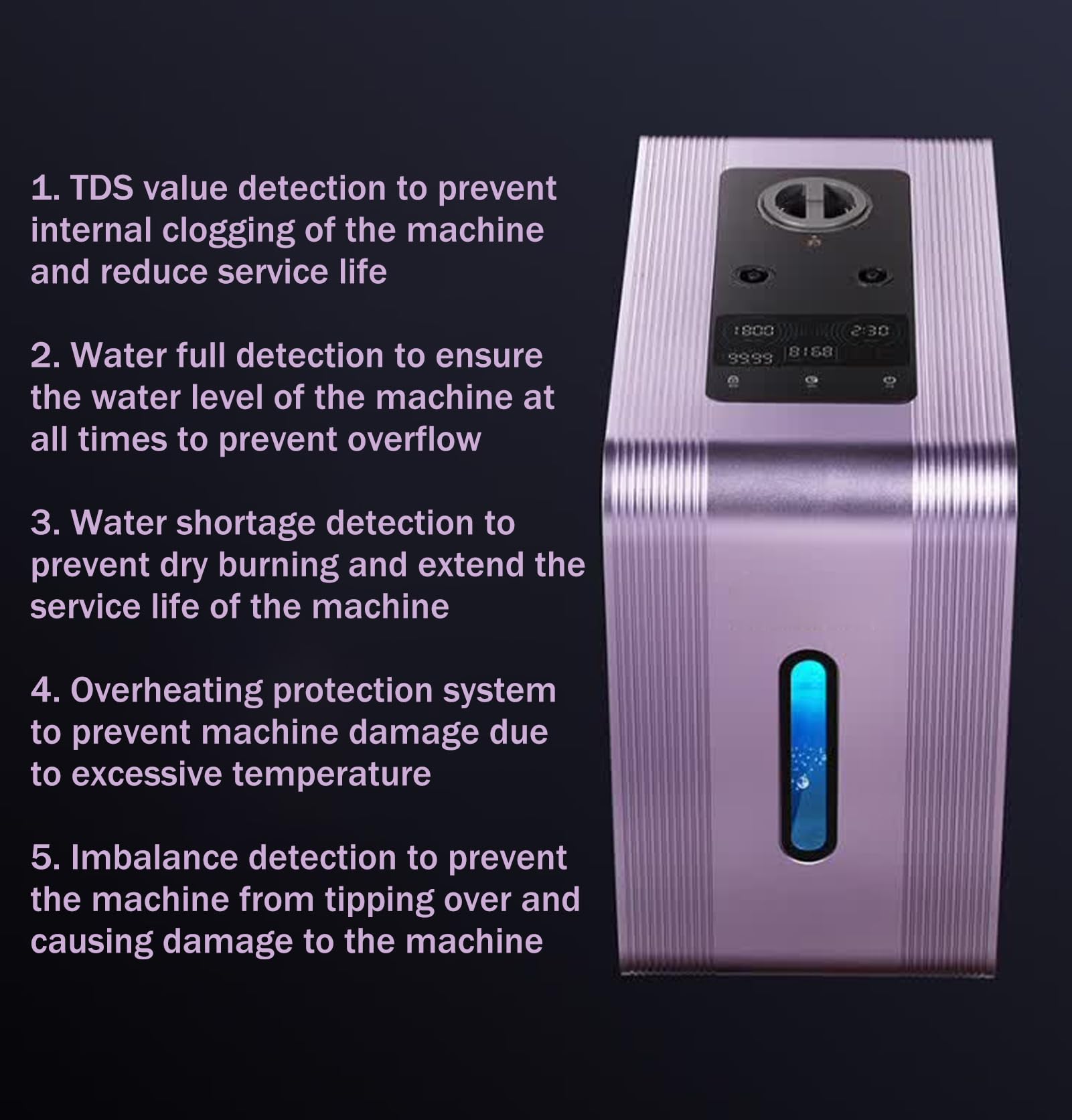 Urządzenie do inhalacji wodorem 300-1800 ml/min, inhalator H2 o wysokiej czystości 99,99%, generator wody wodorowej, wbudowany inteligentny system wykrywania, ekran dotykowy 450ml