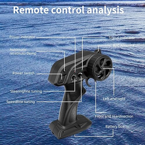 Miniatura 2 de Barco a control remoto con 2 baterías recargables y 4 baterías de control remoto, barcos de control remoto rápido de 20+MPH con luces LED para niños