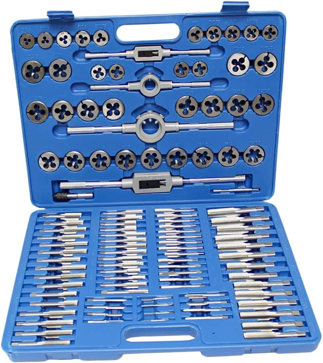 110pcs Metric Tap and Die Set with Steel Screw Taps, Threading Wrench Kit and Carrying Case for Thread Cutting and Repairing