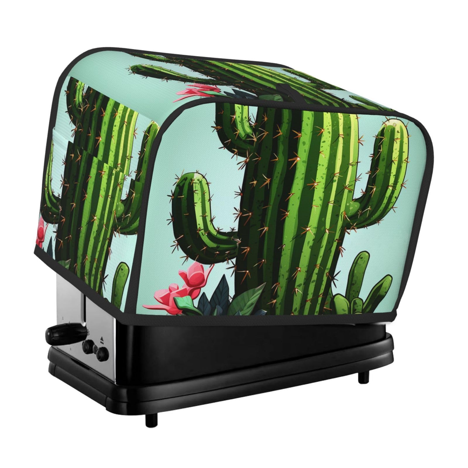 Fodpand Black Toaster Covers 2 Slice Cactus Bread Machine Cover Quilted Toaster Dustproof Cover Washable Appliance Cover Bread Maker Protective For Kitchen Small Appliance