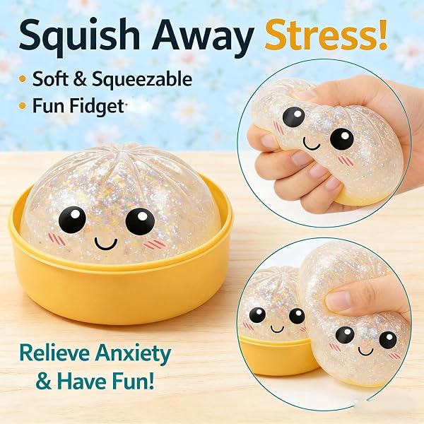 Glitter Dumpling Squishy, 2026 New Dumpling Squishy Mystery Box - 10 Colors Random Mystery Gift Box, More Surprises (Glitter Blue) - 2