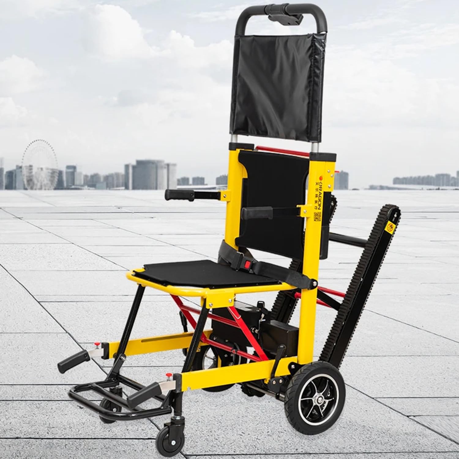 Elektrischer Elektrischer Treppensteiger Rollstuhl, Rahmen aus Aluminiumlegierung,Tragfähigkeit 363 lb, Klappbarer Transportstuhl,Für Pflege,Rettung,Mehrfamilienhäuser ohne Aufzug