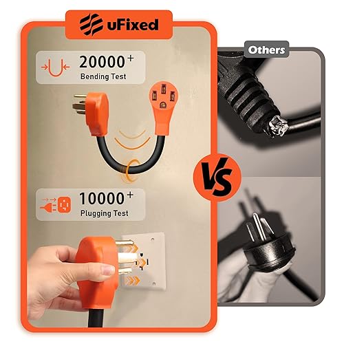 Miniatura 3 de Cable adaptador NEMA de alta resistencia 14-30 a 14-50 de 13 pulgadas para cargador EV, adaptador de enchufe de secadora, adaptador de carga con