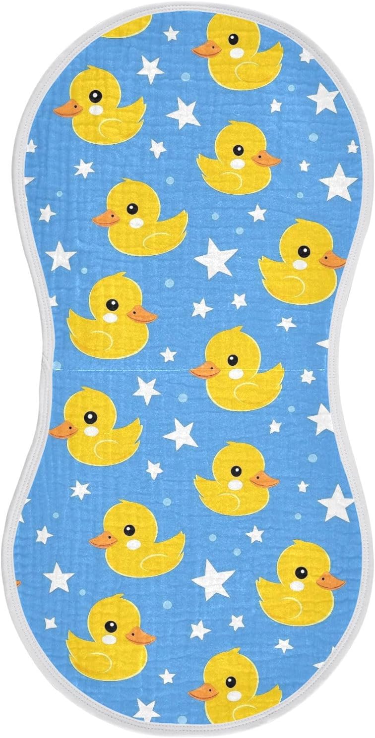 vvfelixl Baby Burp Cloths Yellow Duck Star Baby Newborn Cotton Burping Cloths Set Babys Washcloths 4 Pack