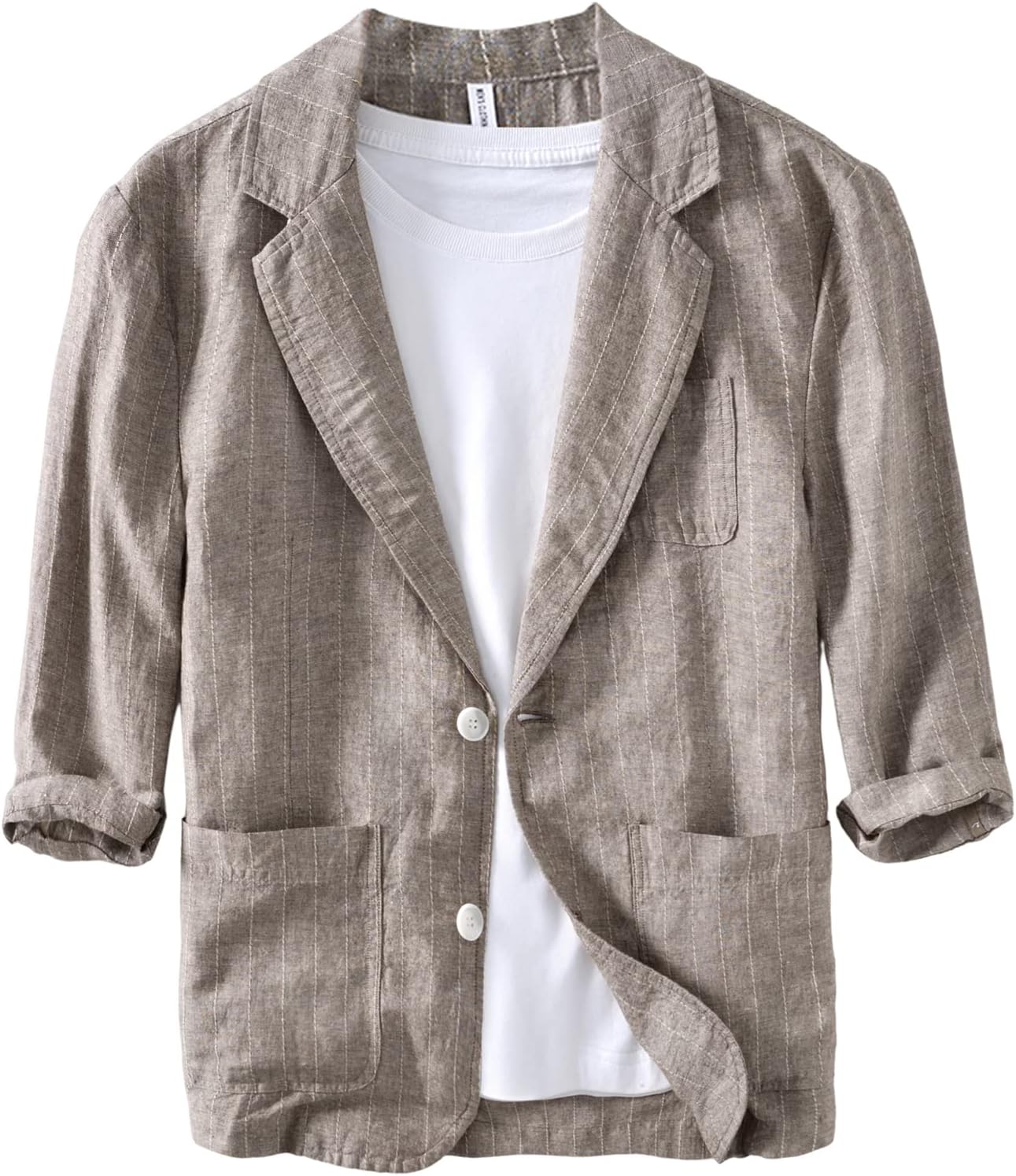 Icegrey Men’s Casual Striped Blazer Jackets Two Button Lightweight Regular Fit Cotton Linen Sports Coat