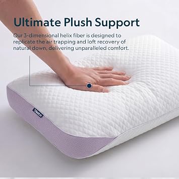 Vesta PurpleZen Eco-Luxe Down Pillow, Supportive, Adaptable, and Plush Pillow for Back, Stomach, or Side Sleepers, Washable Cooling Cover, Medium Profile (4.5 Height) & Soft (Pack of 1)