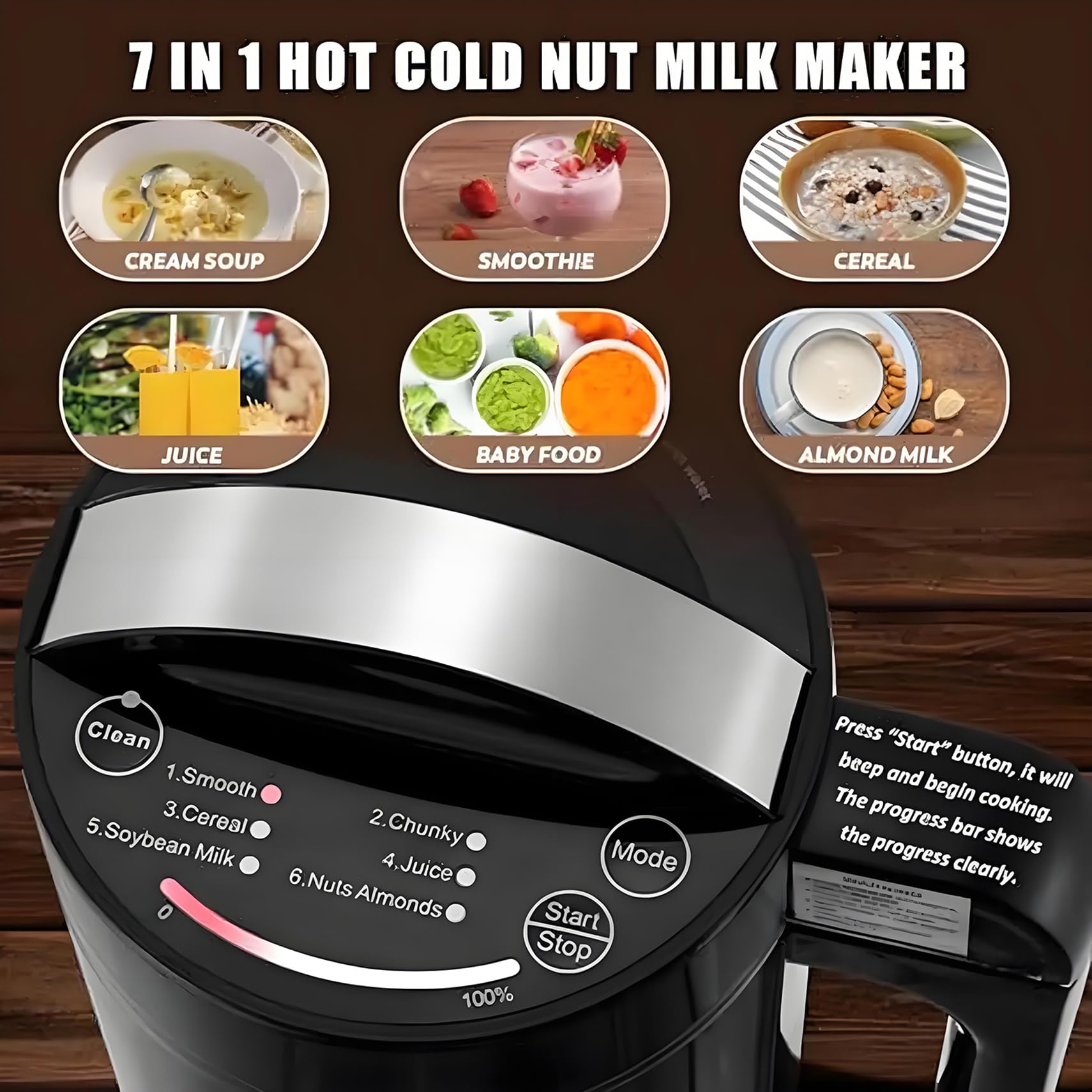 Nussmilch -Maker -Maschine 1,2 L, 1200 Ml Pflanzenhafermilchbauer Mit Siebset, Sojamilch Hersteller, Geeignet Für Sojabohnenmilch, Mandelmilch, Vegane Milch, Hafermilch, Pflanzenmilch, Brei