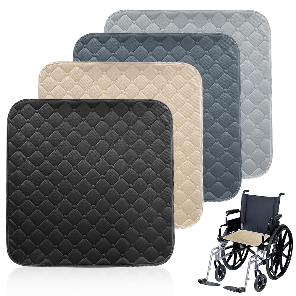 4 Pcs Waterproof Seat Protector Pad, Incontinence Chair Pads, Anti-Slip Reusable Incontinence Protector for Seniors, Baby, Pets, Wheelchairs Sofas, Armchairs and Car Seats Washable (4 color, 50x50cm)