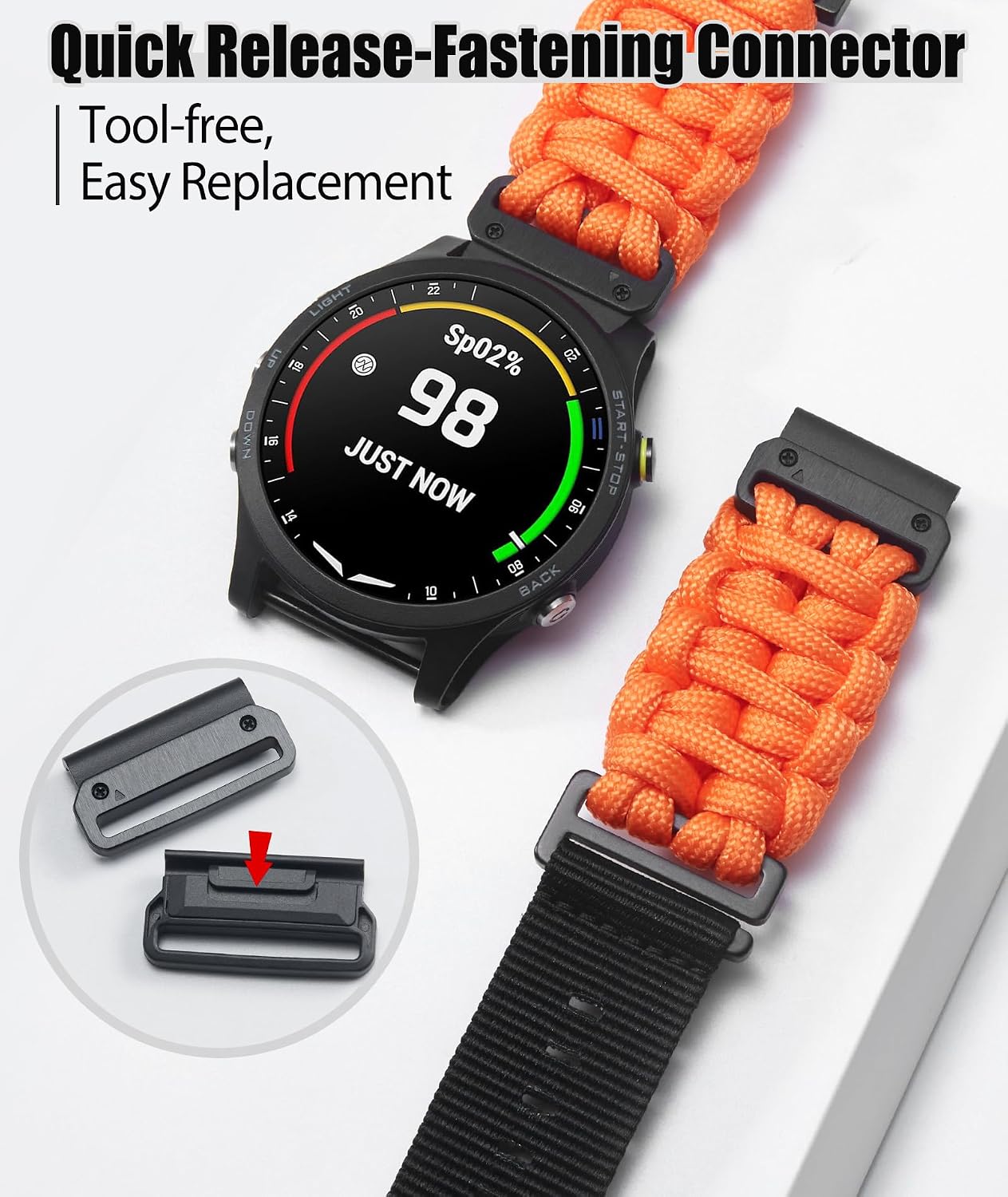 BINLUN Compatible with Garmin Watch Band 20mm/22mm/26mm 550 Paracord Rugged Military Braided Nylon Watch Strap Design for Garmin Fenix/Fit for Forerunner for MARQ for Descent