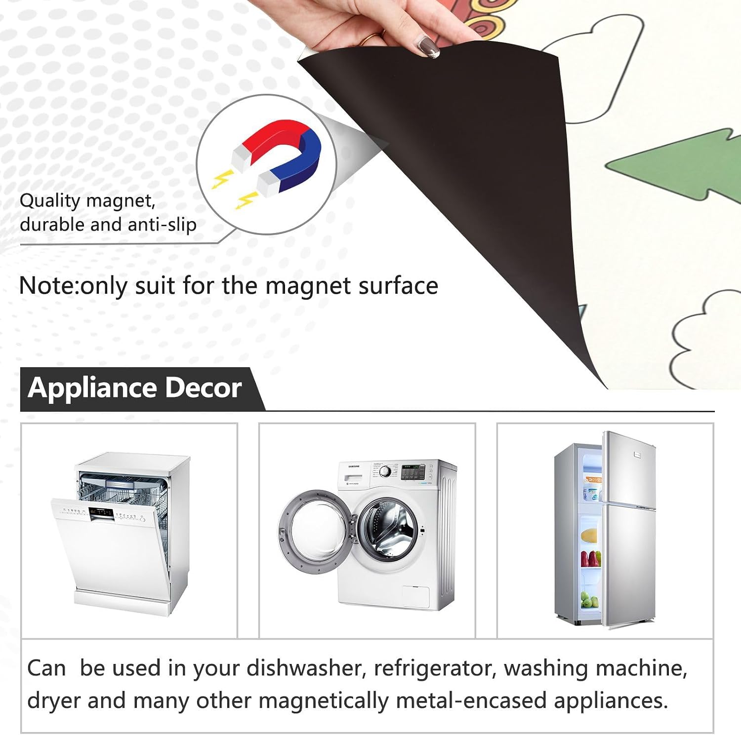 QUGRL Train Tree Mountain Dishwasher Magnet Cover Front Door Decorative Refrigerator Covers Magnetic Sheet Sticker Wash Machine Fridge Panel Decal for Kitchen Appliance 23x26 in