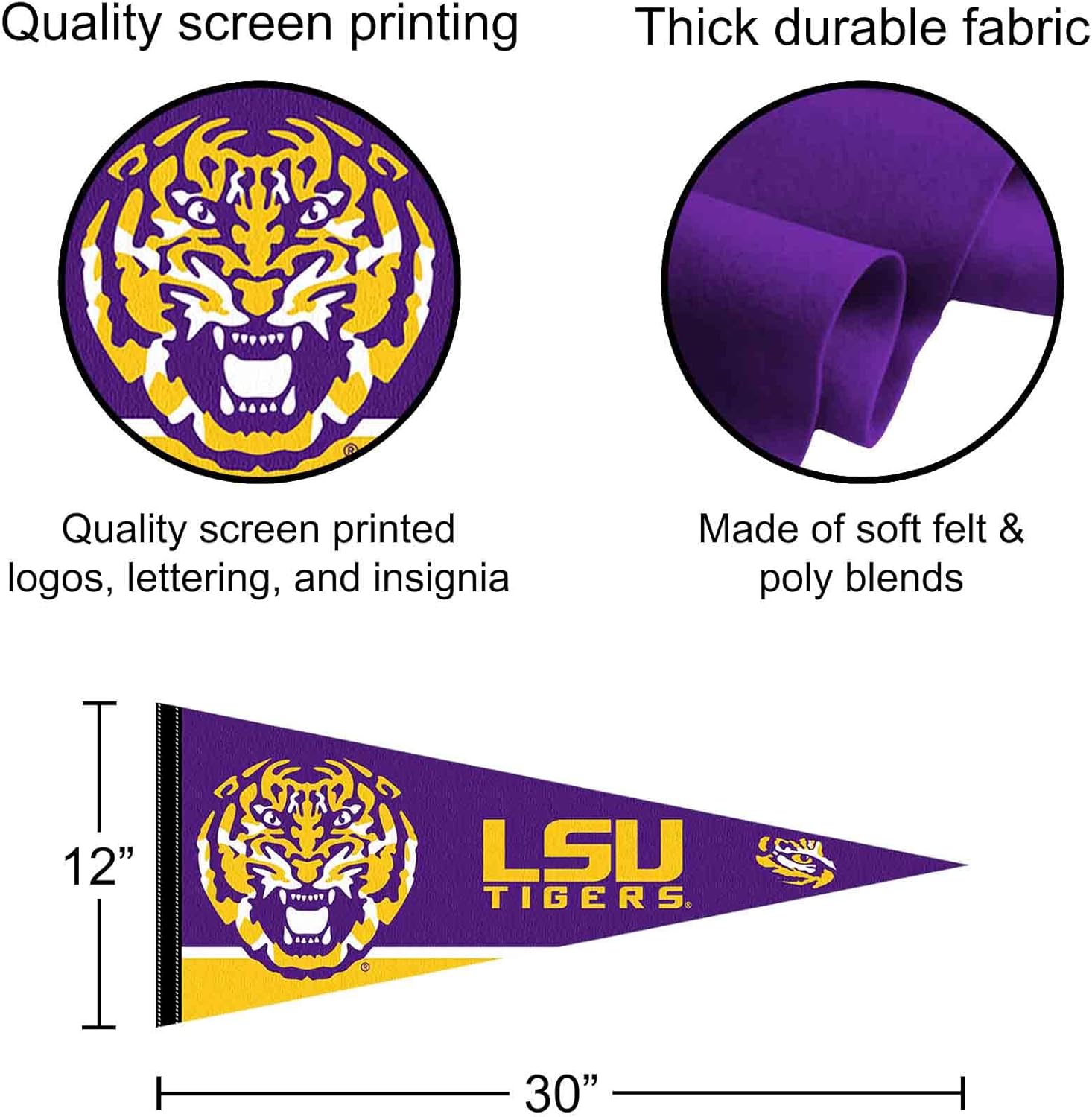 Louisiana State Tigers Pennant Full Size Felt - Image 2