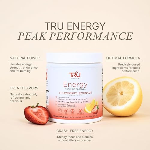 Miniatura 4 de TRU Supplements Energía, fórmula de entrenamiento preentrenamiento, apta para veganos, sin nerviosismo, mejora el rendimiento del entrenamiento,