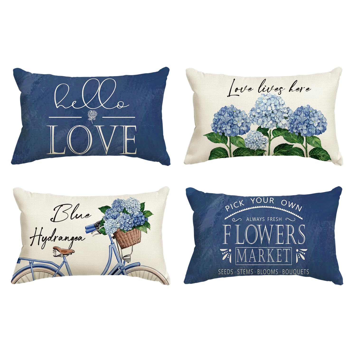 Housses de coussin fleurs d'été bleues pour rafraîchir la décoration du salon en printemps