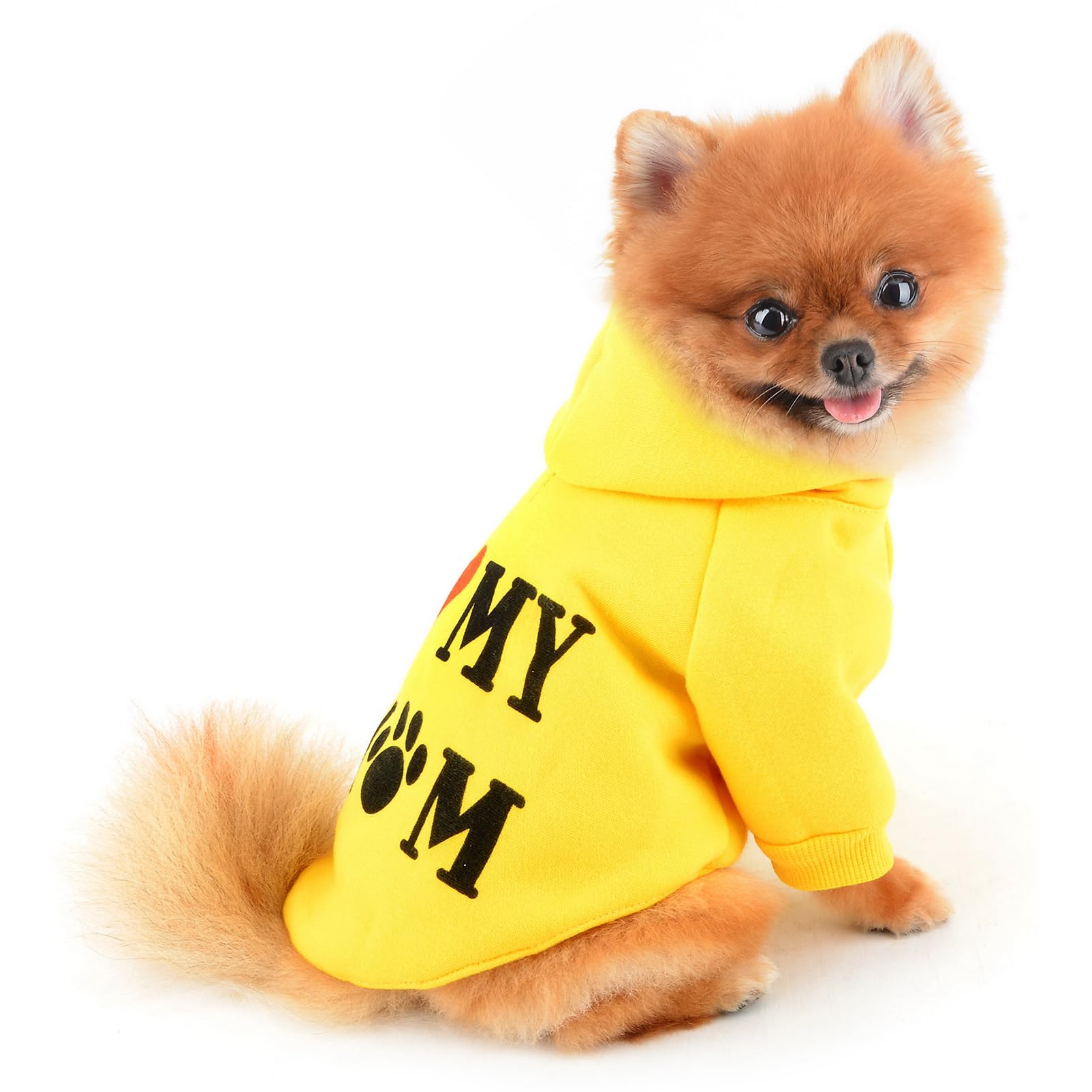SMALLLEE_LUCKY_STORE Dog Hoodie for Small Dog Pet Pullover Sweatshirt with Letter I Love My Mom and Leash Hole - Image 2