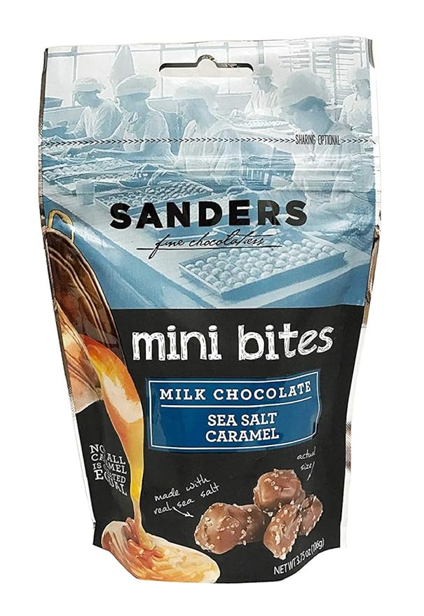 Sanders Mini Bites Milk Chocolate Sea Salt Caramels Resealable Peg Bag, 3.75 Oz