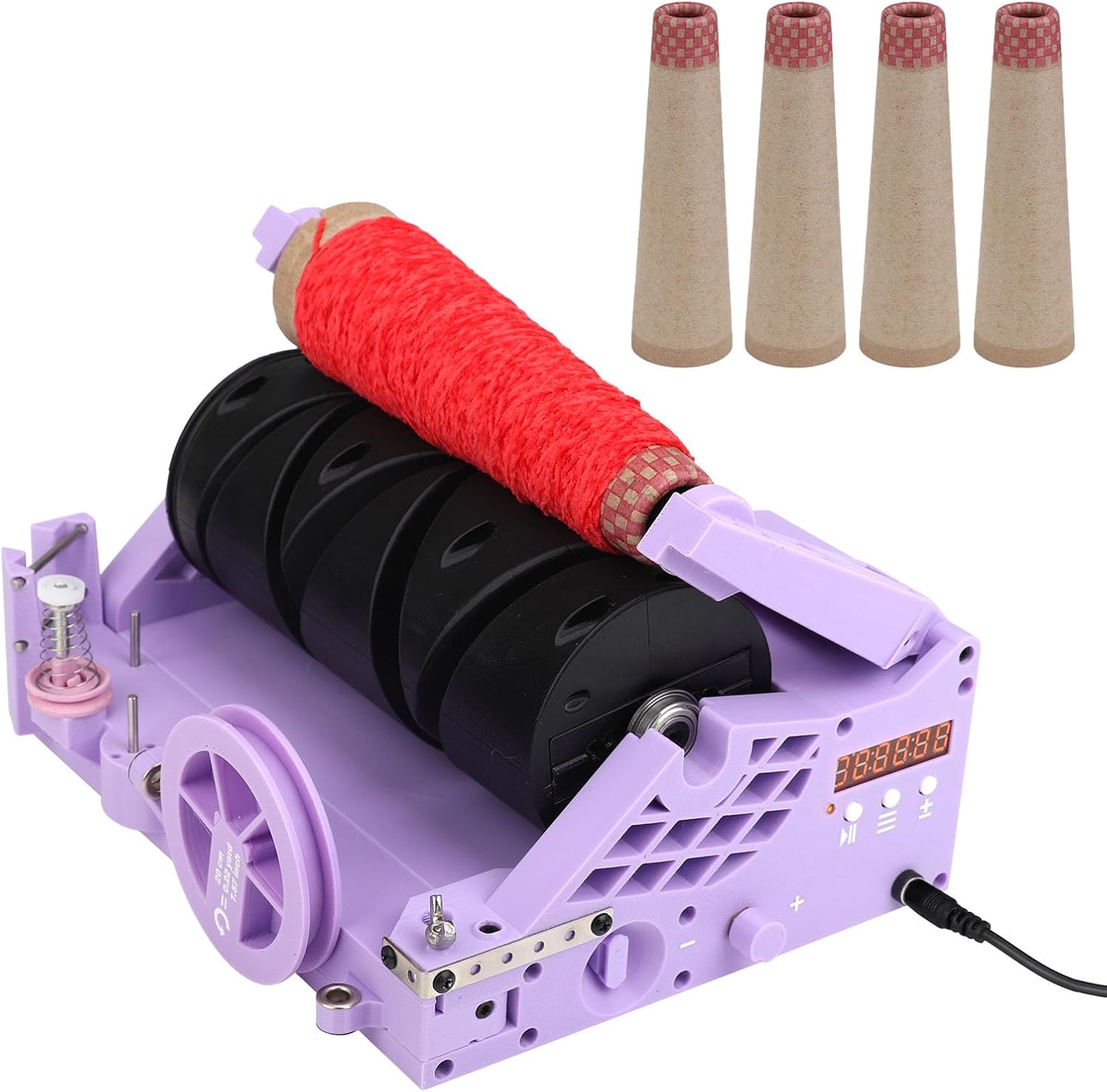 Electric Yarn Winder for Wool Winding Tube, Automatic Cone Winding Machine with Length Calculator and Automatic Pause Cone Thread Winder for Crochet & Knitting Yarn Craft