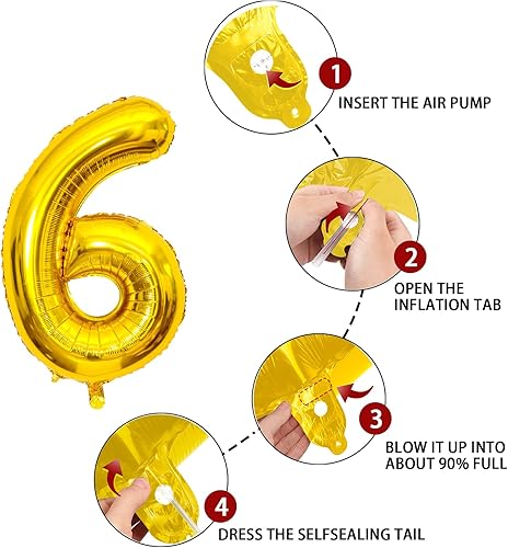 Miniatura 3 de Globos dorados con el número 6, de 40 pulgadas, globos grandes de Mylar para niños de 6 años de edad, decoración de fiesta de cumpleaños, boda,