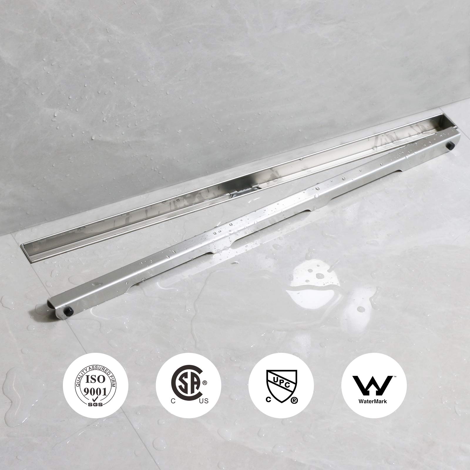 SaniteModar Canalina Scarico Doccia 80cm, Canaletta Doccia con 360° Sifone e Filtro, Pannello Stretto