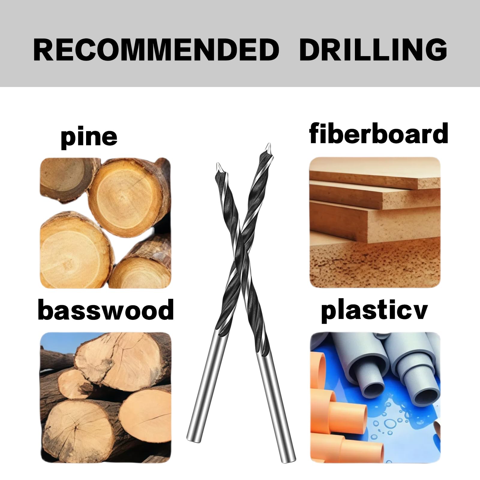 10 PCS Punte da Trapano per Legno 3mm, Punte per Legno, Set Professionale con Punta Elicoidale per Foratura Precisa di Legno, Plastica e Gomma