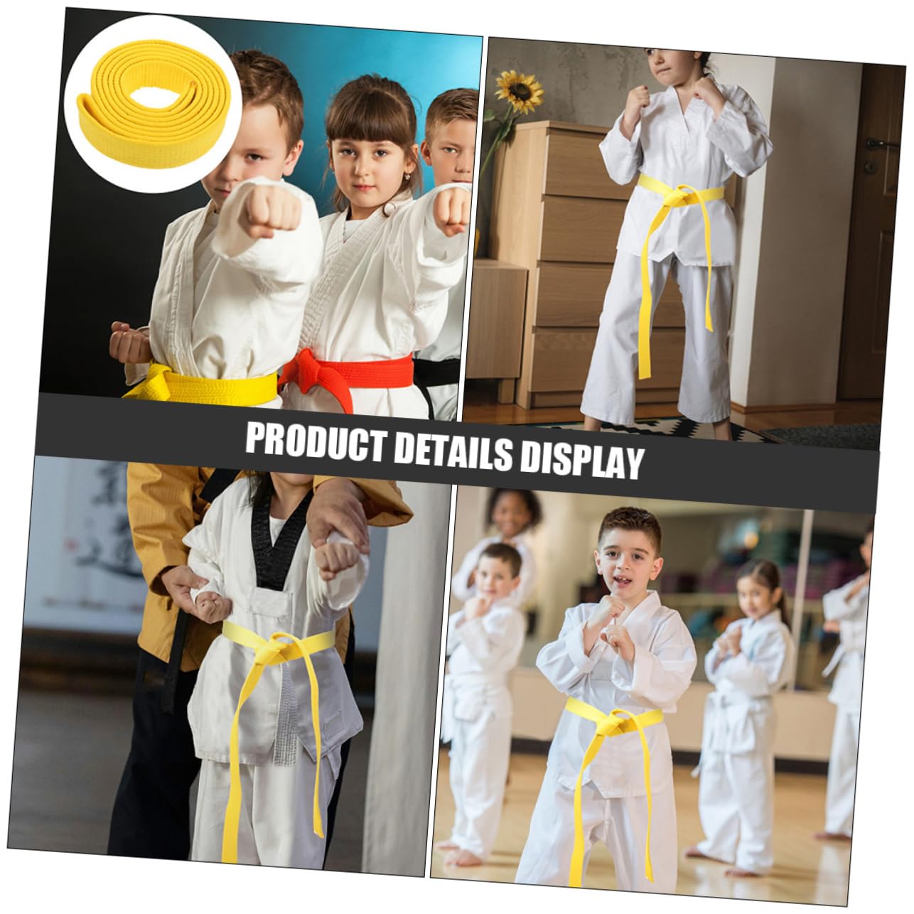 Cinturón de Karate de Algodón Amarillo para Taekwondo, Ligero Decoloración, Paquete de 2 Piezas para Adultos y Adolescentes en Deportes de Artes Marciales