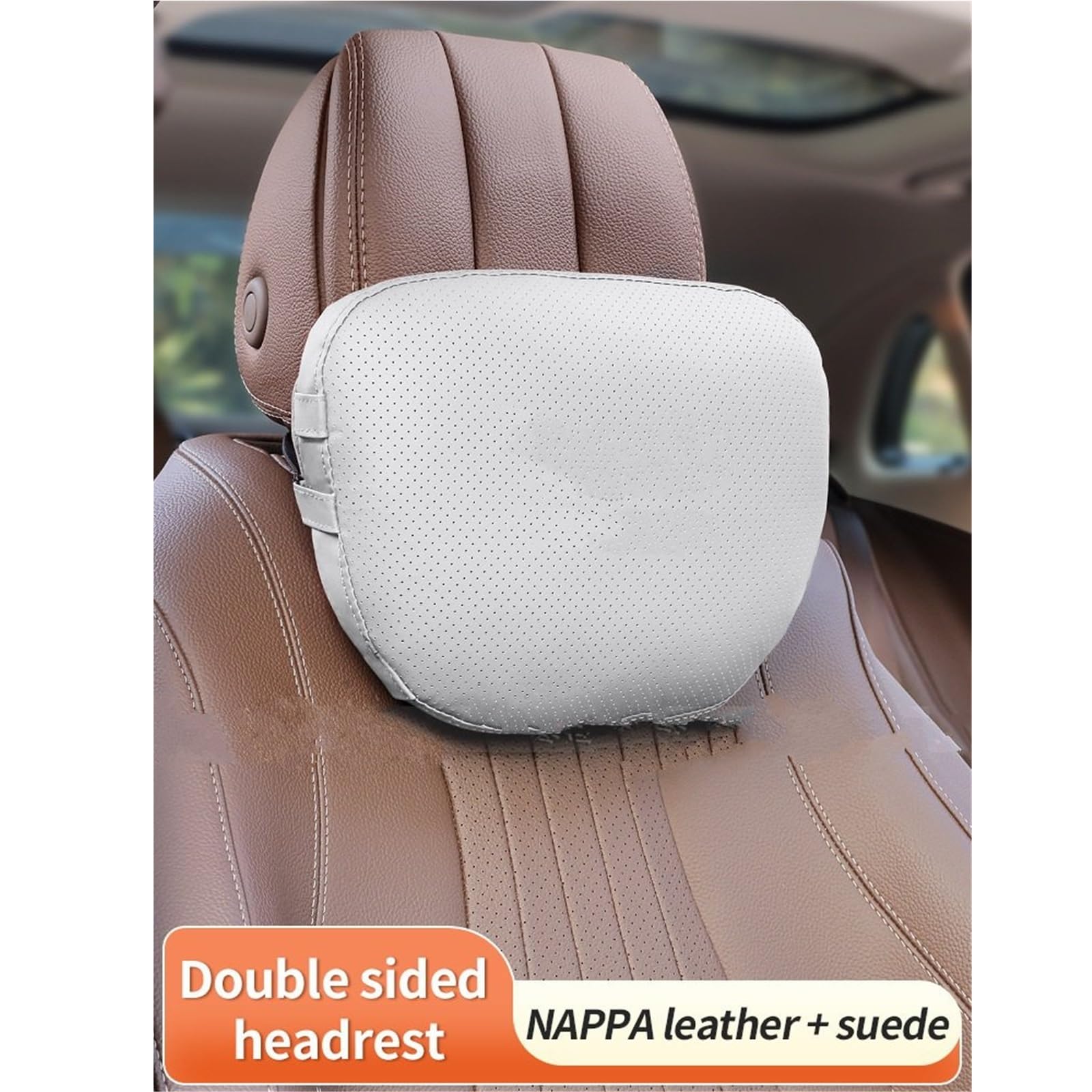 Cale-têtes pour sièges Auto Compatible avec Bentley Continental GT, Mulliner Bentayga. Coussin Lombaire Appui-tête pour Voiture de Tourisme, Coussin Doux pour la Nuque Tête de Voiture(Brown)