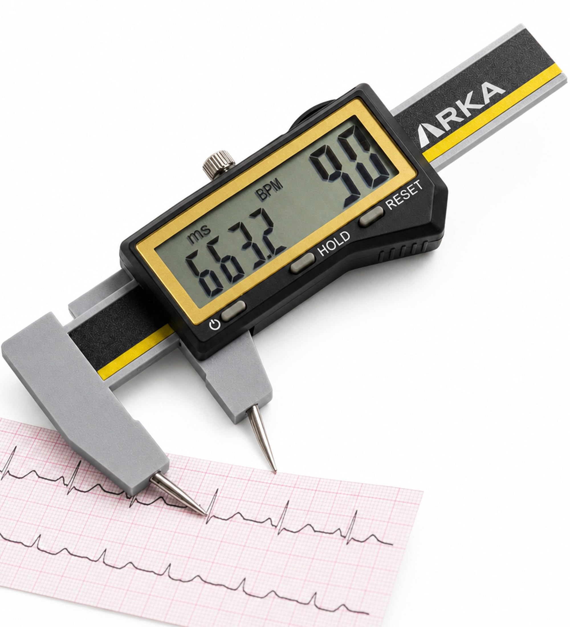 ARKA Digitaler EKG-Messschieber - Sofortige Herzfrequenz- & Intervallmessung, Einhandbedienung, großes LCD-Display, Elektrokardiographen Messwerkzeug für Ärzte, Krankenschwestern, Medizinstudent