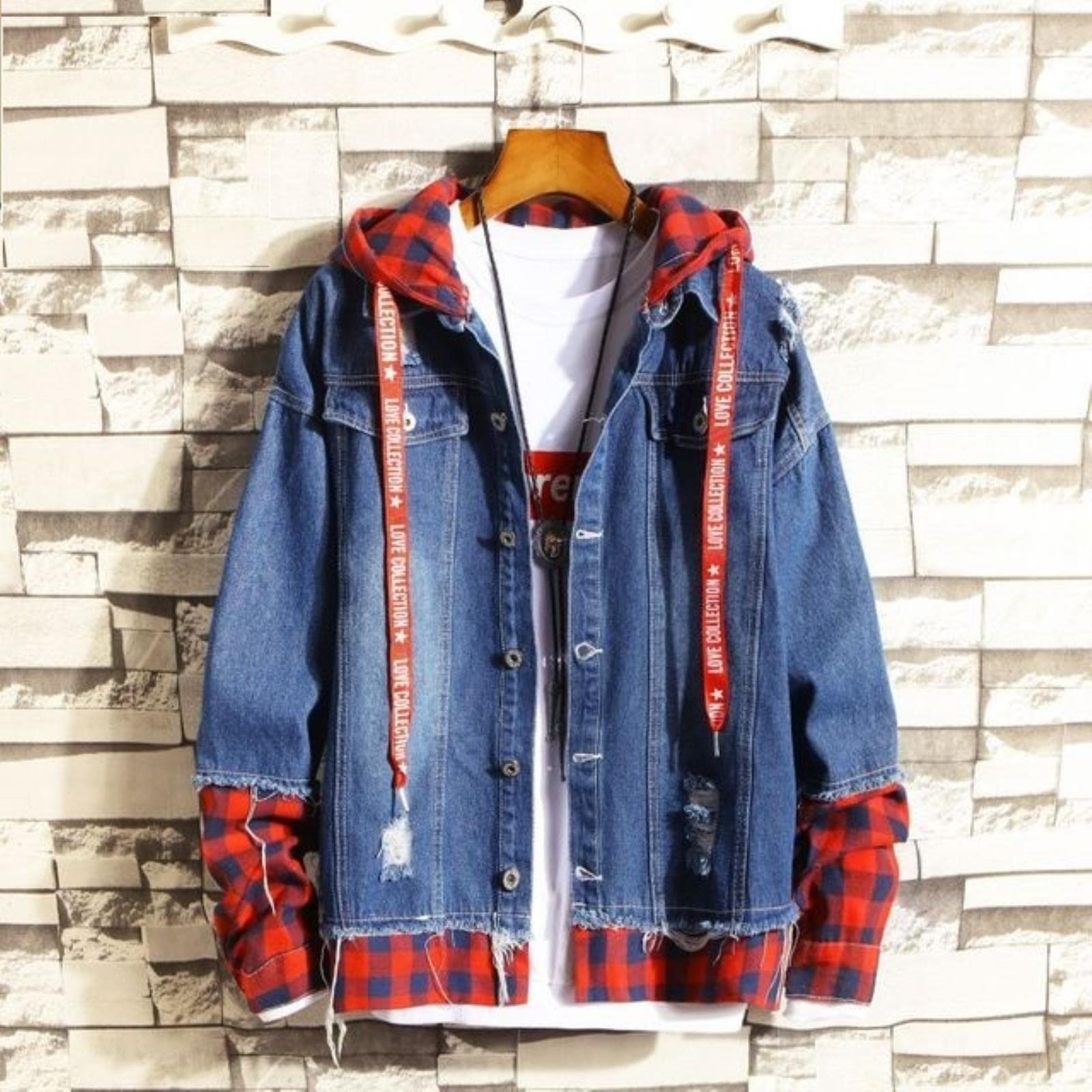 Yujun Giacca da Uomo in Denim Streetwear Hip Hop Maschio con Cappuccio Jean Giacche Maschio Casual Allentato Tuta Sportiva 2021 Nuova Primavera Moda Slim Fit Coat