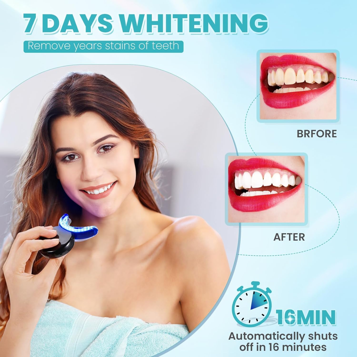 Wellawhite Teeth Whitening Kit,Gegen Gelbe Zähne, Rauchflecken, Sicher Für Den Zahnschmelz, Schonend Zahnaufhellung Zu Hause, 15 Minuten Zahnbleaching (Weiß)